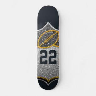 Black and Gold Football Personalised Jersey Number Skateboard