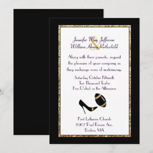 Black and Gold Football Wedding Invitation