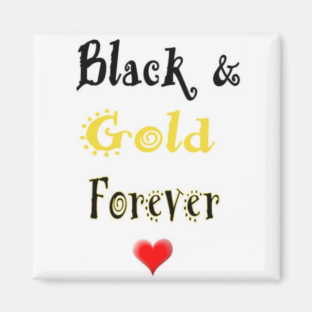 Black and Gold Forever Heart Magnet (Front)