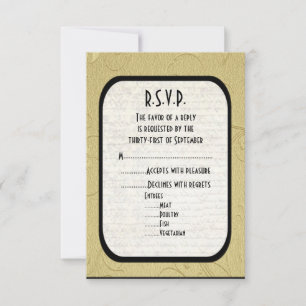 Black and gold formal wedding R.S.V.P RSVP Card