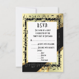 Black and gold formal wedding R.S.V.P RSVP Card