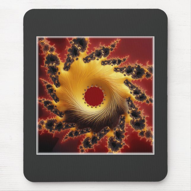 Black And Gold Fractal Made Of Yarn Mouse Mat (Front)