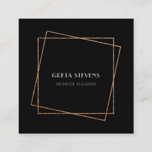 Black and gold frame art deco square business card