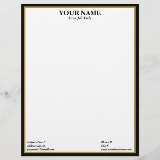 Black and Gold Frame Generic Adaptable Custom Letterhead