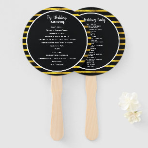 Black and Gold Frame Wedding Program Fan