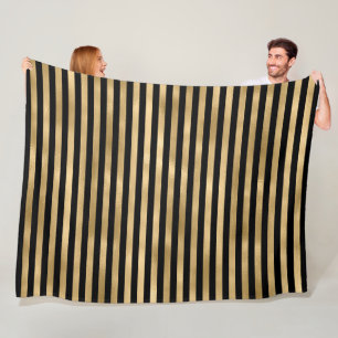 Black And Gold Frozen Stripes  Fleece Blanket