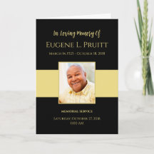 Black and Gold Funeral Memorial Program