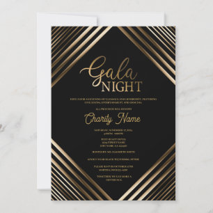 Black and Gold Gala Night Invitation Template