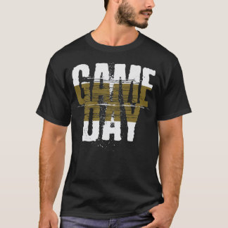 Black and Gold Gameday Grunge Vintage  Game Day T-Shirt