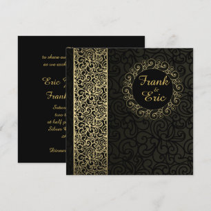 Black and Gold Gay/Lesbian Wedding Invitation