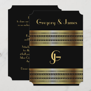 Black and Gold Gay/Lesbian Wedding Invitation