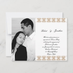 Black and Gold Gay Wedding Engagement Invitation