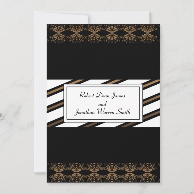 Black and Gold Gay Wedding Invitation (Front)