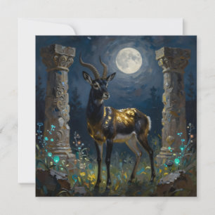 Black and Gold Gazelle Blank Card