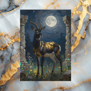 Black and Gold Gazelle Themed Happy Birthday Card