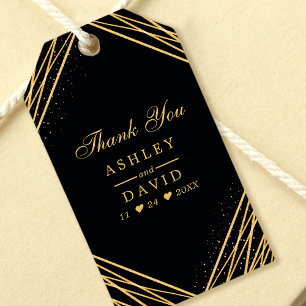 Black And Gold Geometric Abstract Thank You Favour Gift Tags