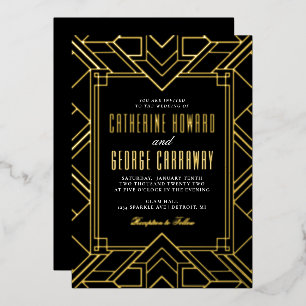 Black and Gold Geometric Gatsby Wedding