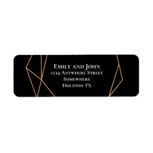 Black and Gold Geometric Lines Return Address