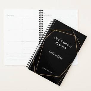Black and Gold Geometric Lines Wedding Planner