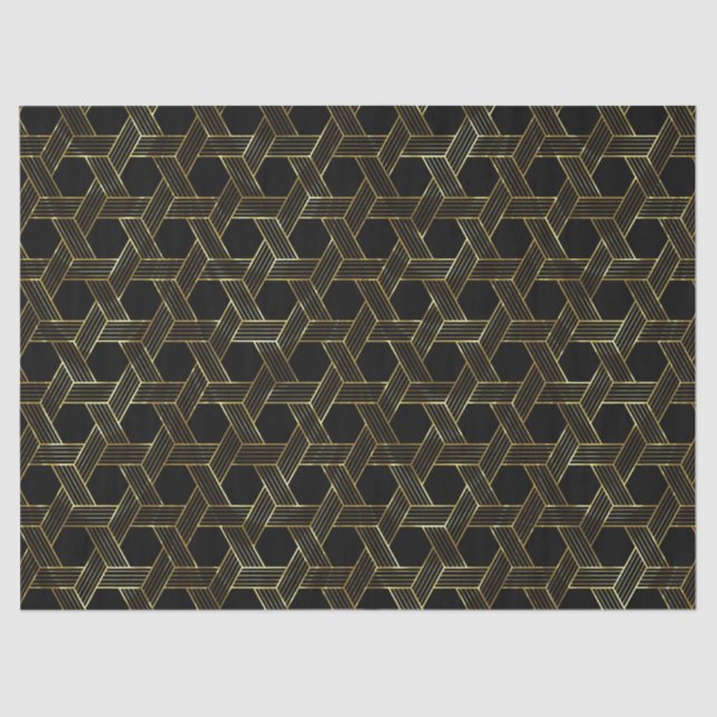 Black And Gold Geometric Pattern Tissue Paper (Front)