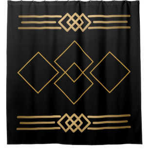 Black and Gold Geometric Shower Curtain