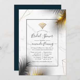 Black and Gold Geometric Tropical Virtual Shower Invitation
