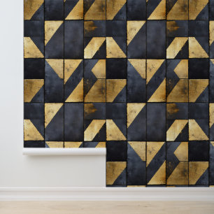Black and Gold Geometrical Pattern Wallpaper