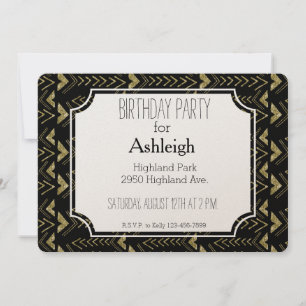 Black and Gold Glam Arrows birthday Invitation