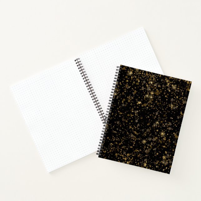 Black and Gold Glam Confetti Pattern | Luxury New  Notebook (Inside)