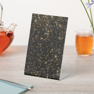 Black and Gold Glam Confetti Pattern Luxury New Pedestal Sign