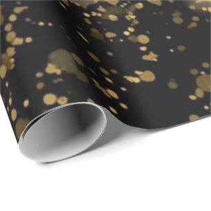Black and Gold Glam Confetti Pattern Luxury New Wrapping Paper
