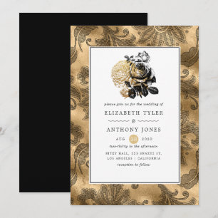 Black and Gold Glam Wedding Invitation