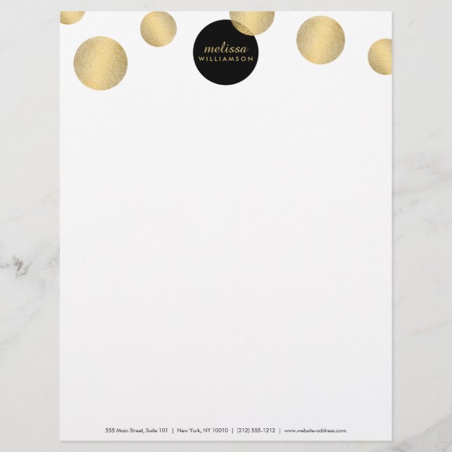 Black and Gold Glamour and Beauty Letterhead (Front)