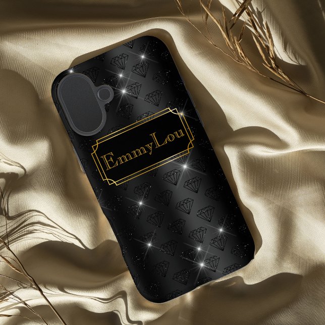 Black and Gold glamourous art deco diamonds Case-Mate iPhone Case (Creator Uploaded)