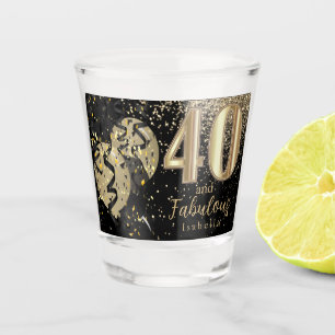 Black and Gold Glitter 40th Birthday Shot Glass