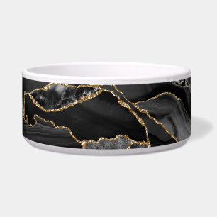 Black and Gold Glitter Agate