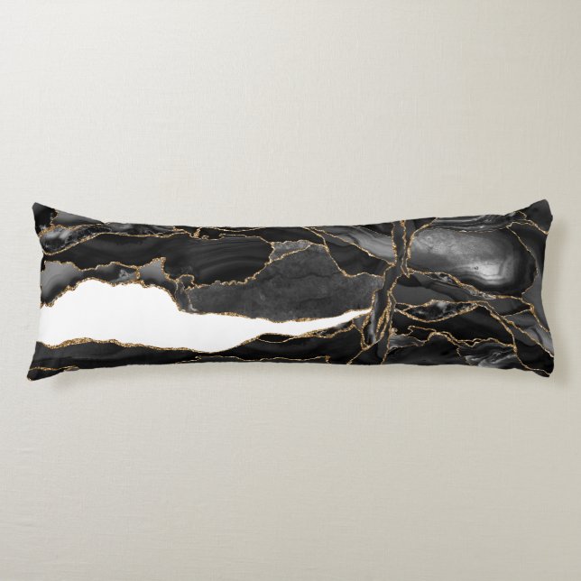 Black and Gold Glitter Agate Body Cushion (Front)