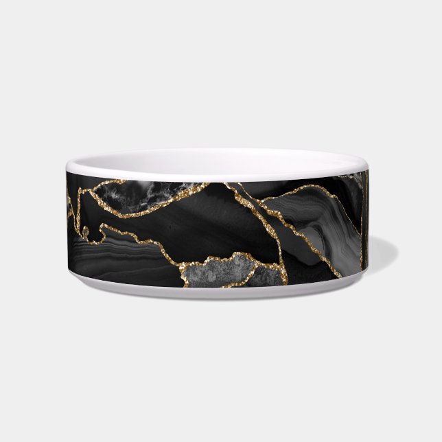 Black and Gold Glitter Agate Bowl (Front)