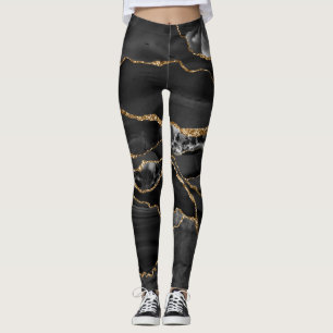 Black and Gold Glitter Agate Leggings