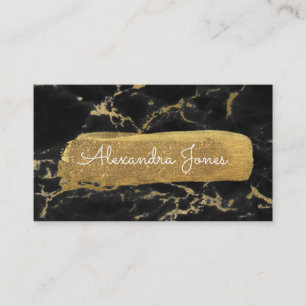 Black and Gold Glitter and Sparkle Marble Business Card