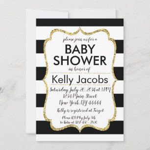 Black and Gold Glitter Baby Shower Invitation