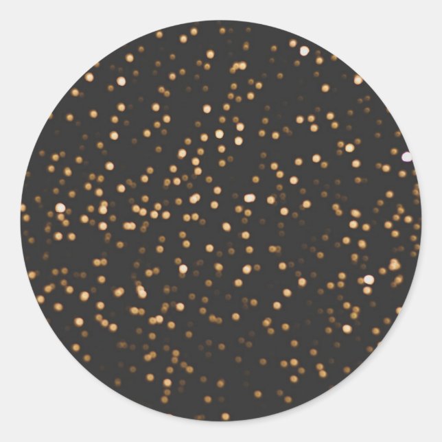 Black and Gold Glitter Blank Template Classic Round Sticker (Front)