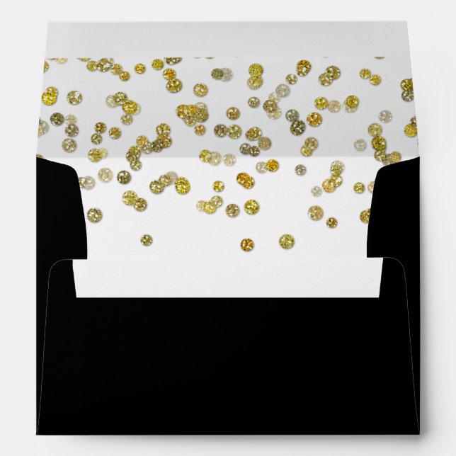 Black and Gold Glitter Confetti Envelope (Back (Bottom))