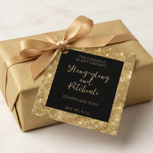 Black and Gold Glitter Cosmetics Product Tag