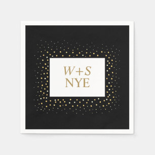Black and Gold Glitter Design New Years Wedding  Napkin