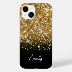 Black and Gold Glitter Glam Case-Mate iPhone 14 Case