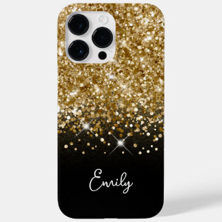 Black and Gold Glitter Glam Case-Mate iPhone 14 Pro Max Case