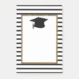 Black and Gold Glitter Graduation  Post-it Notes
