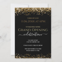 Black and Gold Glitter Grand Opening Business