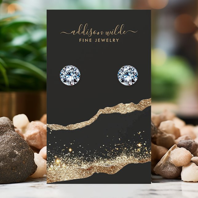 Black And Gold Glitter Jewellery Earring Display Business Card (Creator Uploaded)